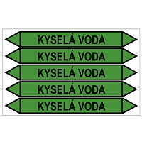 Značení potrubí, kyselá voda, 5 ks, 212 × 26 mm
